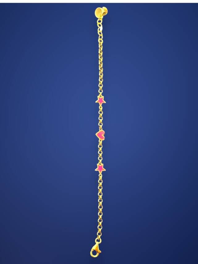 14 Ayar Yıldız Ve Kalp Modelli Altın Çocuk Künyesi - 5