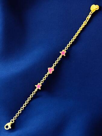 14 Ayar Yıldız Ve Kalp Modelli Altın Çocuk Künyesi - 3