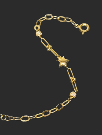 14 Ayar Yıldızlı Altın Bileklik - 5