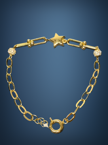 14 Ayar Yıldızlı Altın Bileklik - 6