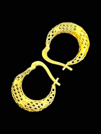 Altın Desenli Mini Halka Küpe - 2