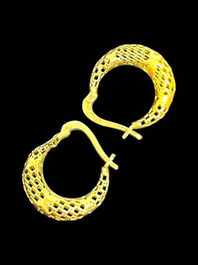 Altın Desenli Mini Halka Küpe - 2