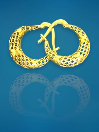 Altın Desenli Mini Halka Küpe - 3