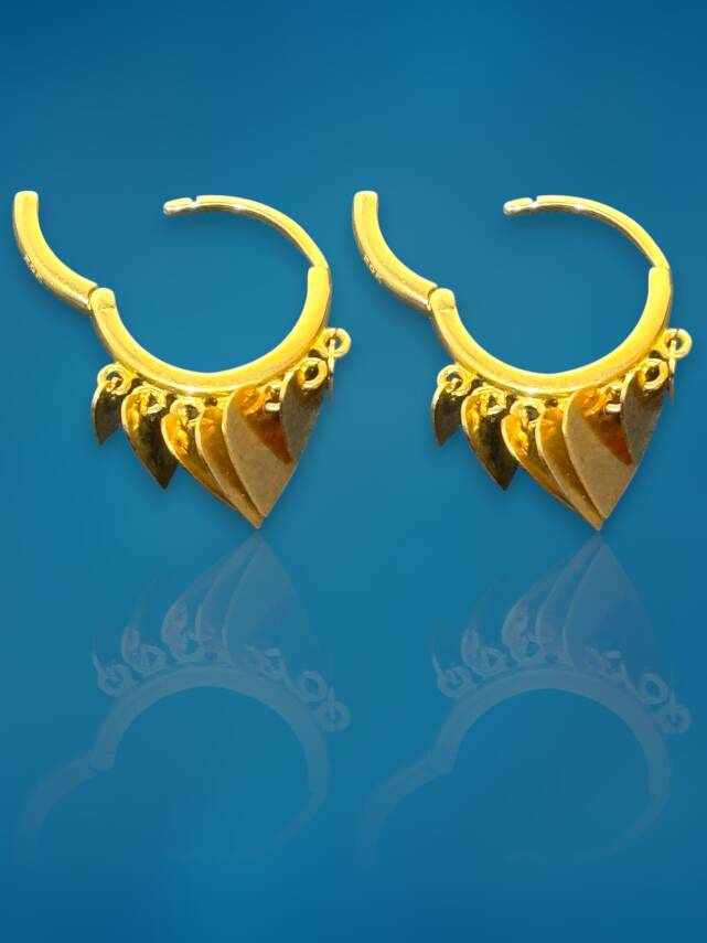 Altın Kalpli Sallantı Küpe - 2