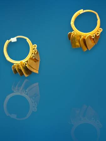 Altın Kalpli Sallantı Küpe - 4