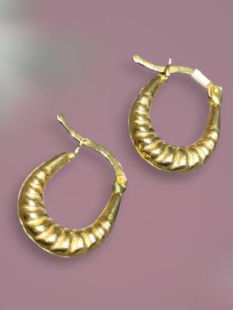 Altın Mini Midye Halka Küpe - 4