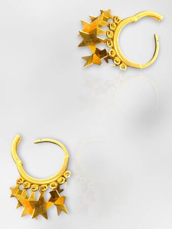 Altın Yıldızlı Sallantı Küpe - 2