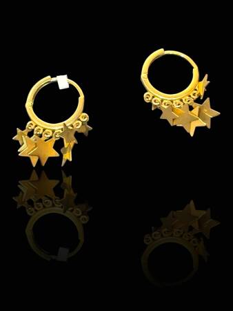 Altın Yıldızlı Sallantı Küpe - 3