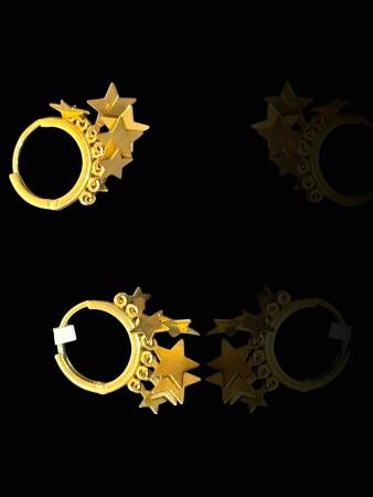 Altın Yıldızlı Sallantı Küpe - 