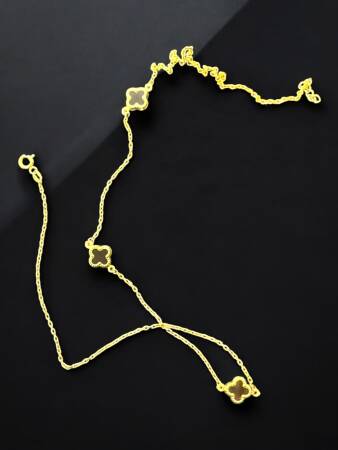 Altın Yonca Model Siyah Renk Kolye - 2