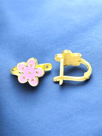 Çiçek Model Altın Çocuk Küpe - 2