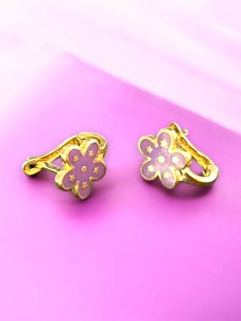 Çiçek Model Altın Çocuk Küpe - 3