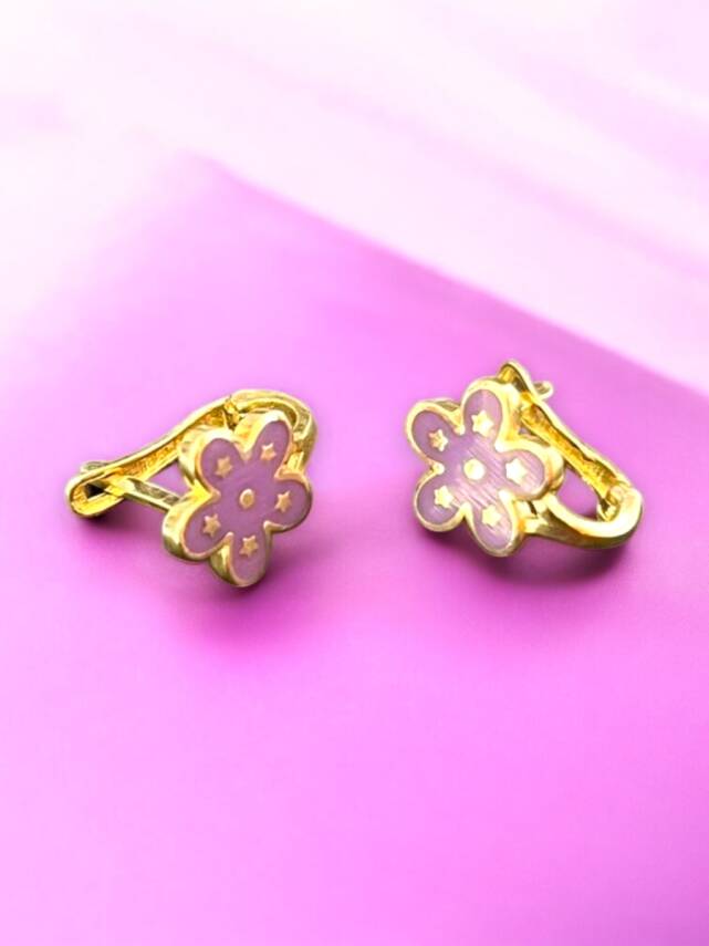 Çiçek Model Altın Çocuk Küpe - 3