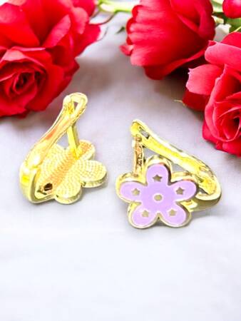 Çiçek Model Altın Çocuk Küpe - 6