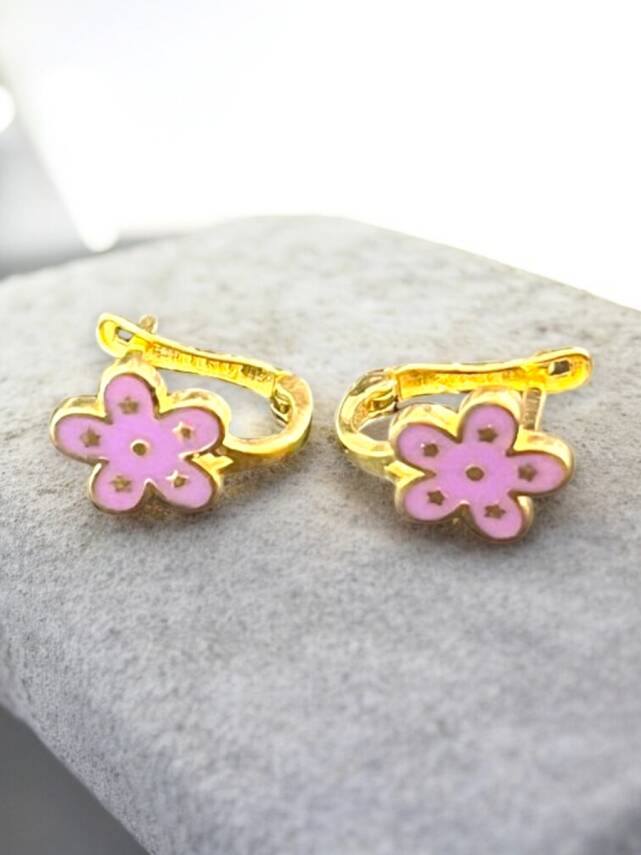 Çiçek Model Altın Çocuk Küpe - 8