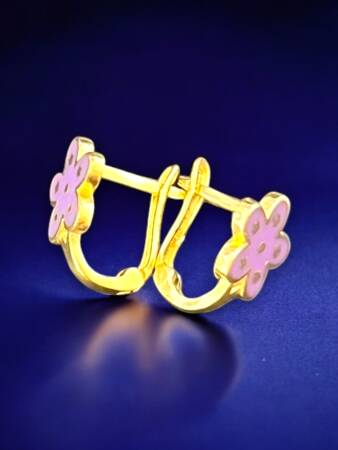 Çiçek Model Altın Çocuk Küpe - 9