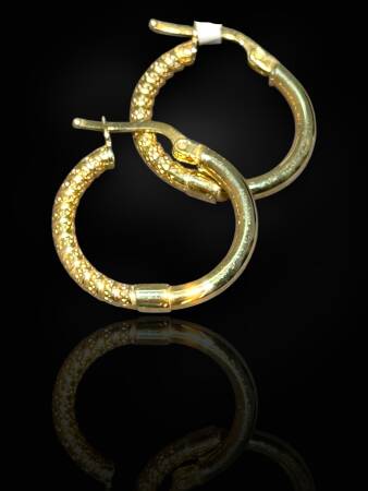 Desenli Altın Halka Küpe - 1