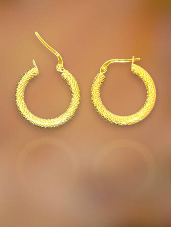 Desenli Altın Halka Küpe - 2