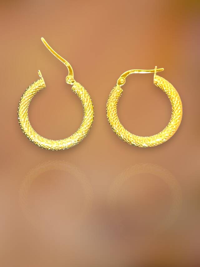 Desenli Altın Halka Küpe - 2