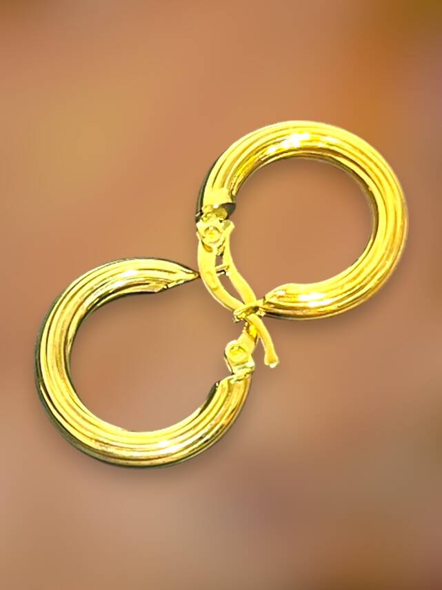 Desenli Altın Halka Küpe - 2