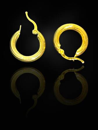 Desenli Altın Halka Küpe - 3