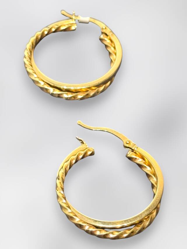 İkili Altın Halka Küpe - 1