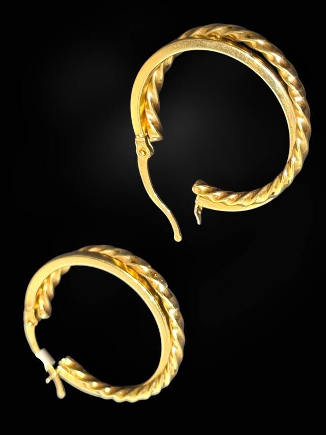 İkili Altın Halka Küpe - 2