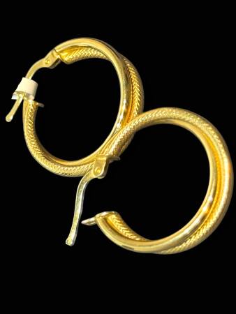 İkili Desenli Altın Halka Küpe - 3