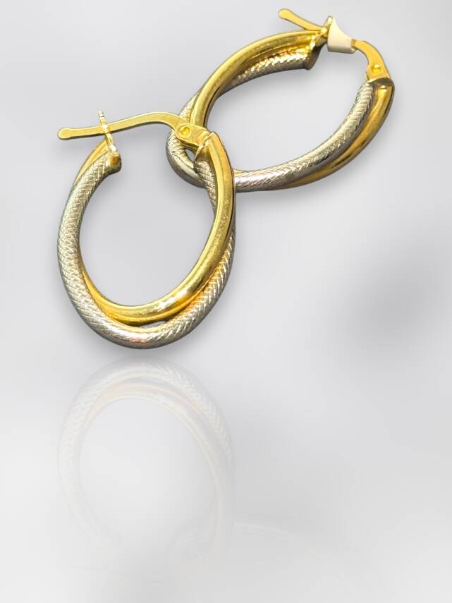 İkili Altın Halka Küpe - 2