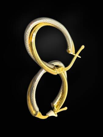 İkili Altın Halka Küpe - 