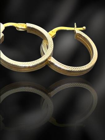 İkili Altın Halka Küpe - 3