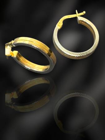 İkili Altın Halka Küpe - 