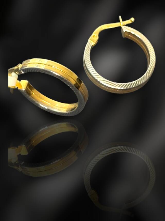 İkili Altın Halka Küpe - 1