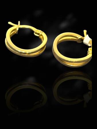 İkili Altın Halka Küpe - 2