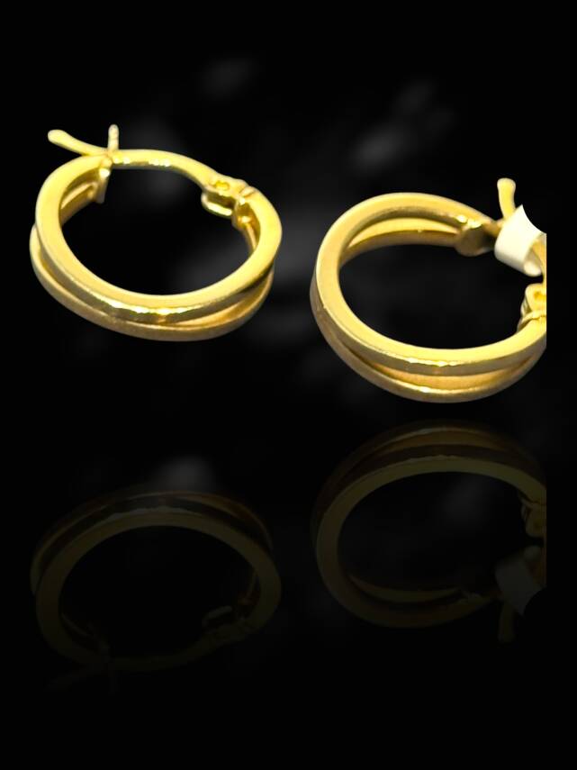 İkili Altın Halka Küpe - 2