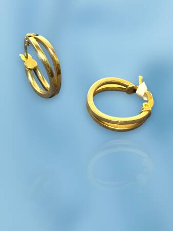 İkili Altın Halka Küpe - 