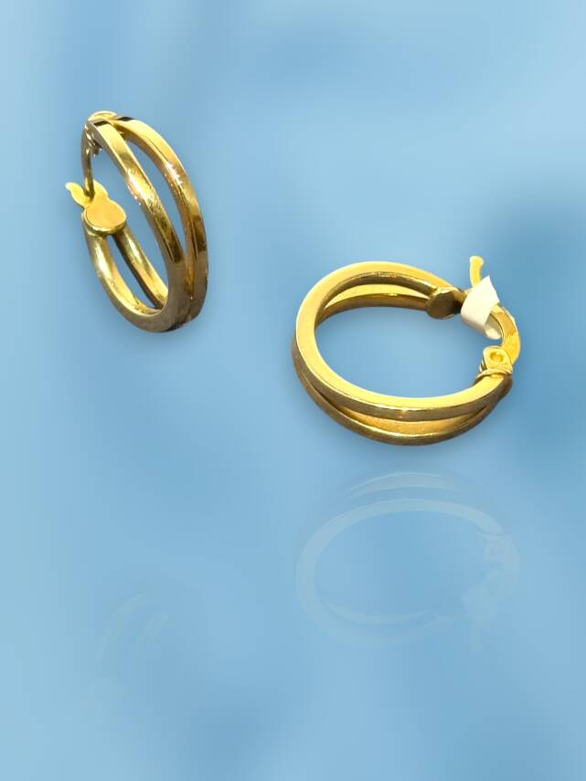 İkili Altın Halka Küpe - 1