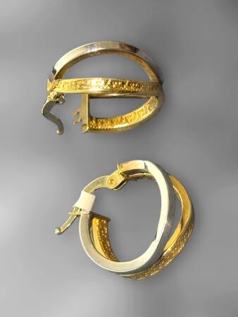 İkili Desenli Altın Halka Küpe - 2