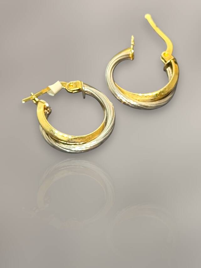 İkili Desenli Altın Halka Küpe - 1