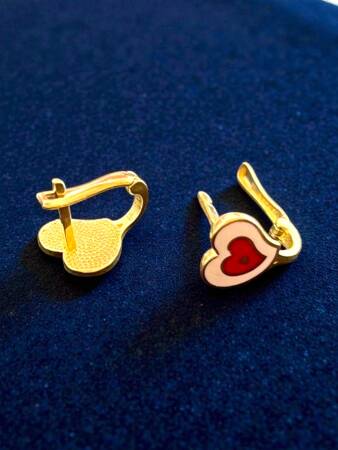 Kalp Model Altın Çocuk Küpe - 2