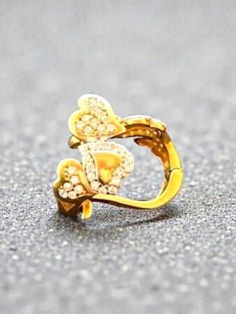 Kalpli Taşlı Altın Küpe - 4