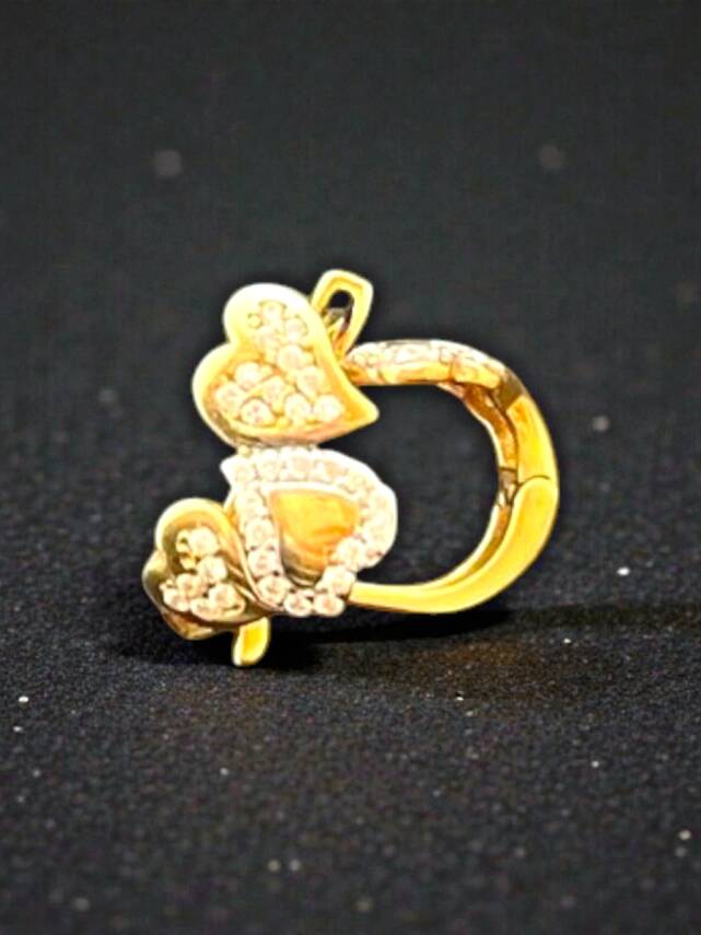 Kalpli Taşlı Altın Küpe - 1