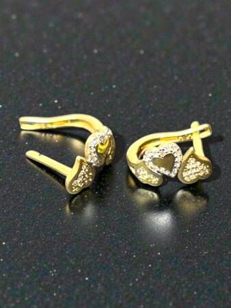 Kalpli Taşlı Altın Küpe - 8