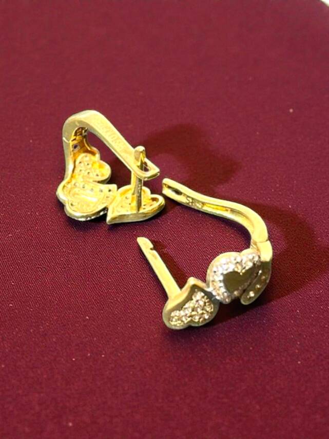 Kalpli Taşlı Altın Küpe - 3