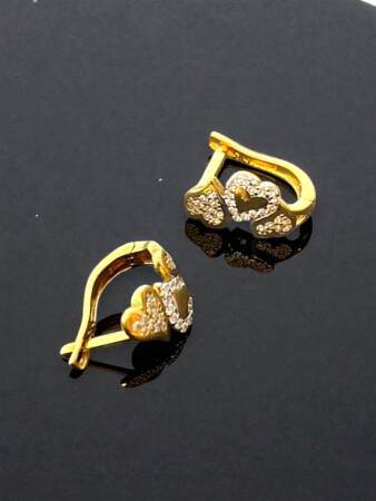 Kalpli Taşlı Altın Küpe - 5