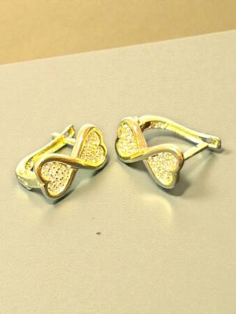 Kalpli Taşlı Altın Küpe - 9