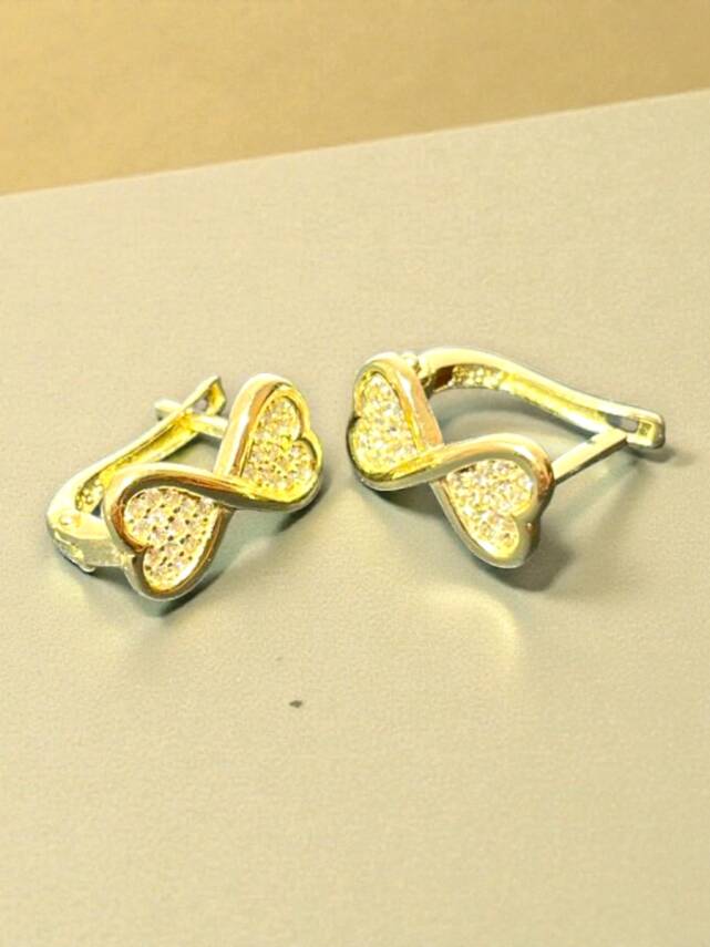 Kalpli Taşlı Altın Küpe - 9