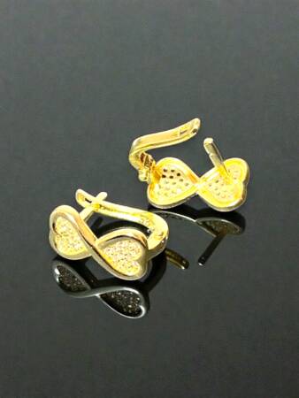 Kalpli Taşlı Altın Küpe - 8