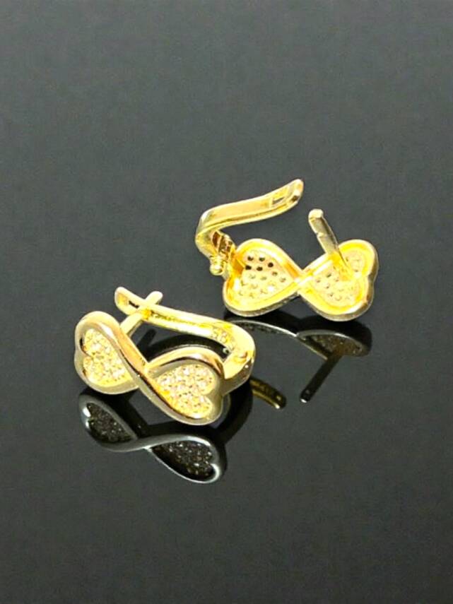 Kalpli Taşlı Altın Küpe - 8