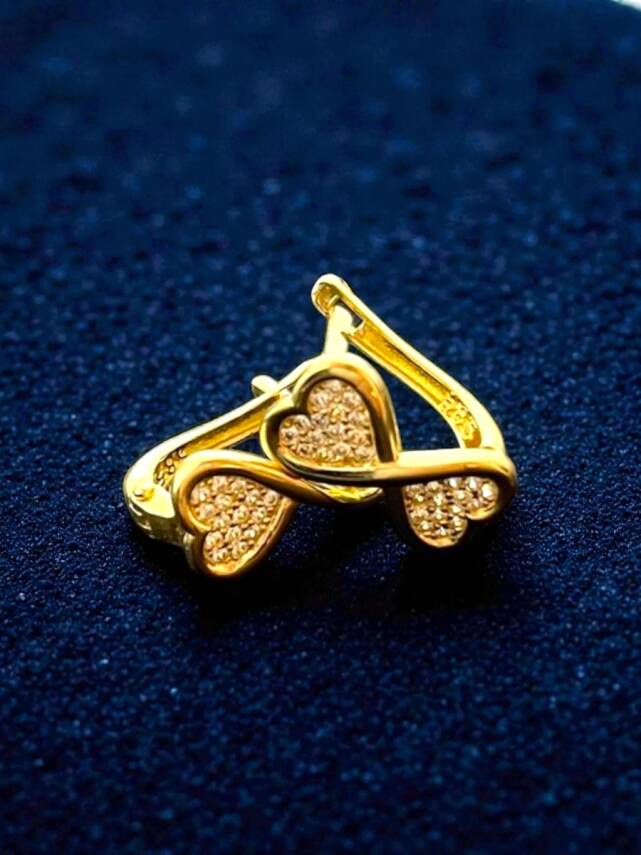 Kalpli Taşlı Altın Küpe - 2